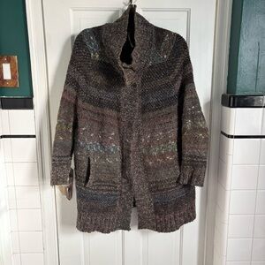 FREE PEOPLE Starlight Shadow Poncho Cardigan Sweater Sz S